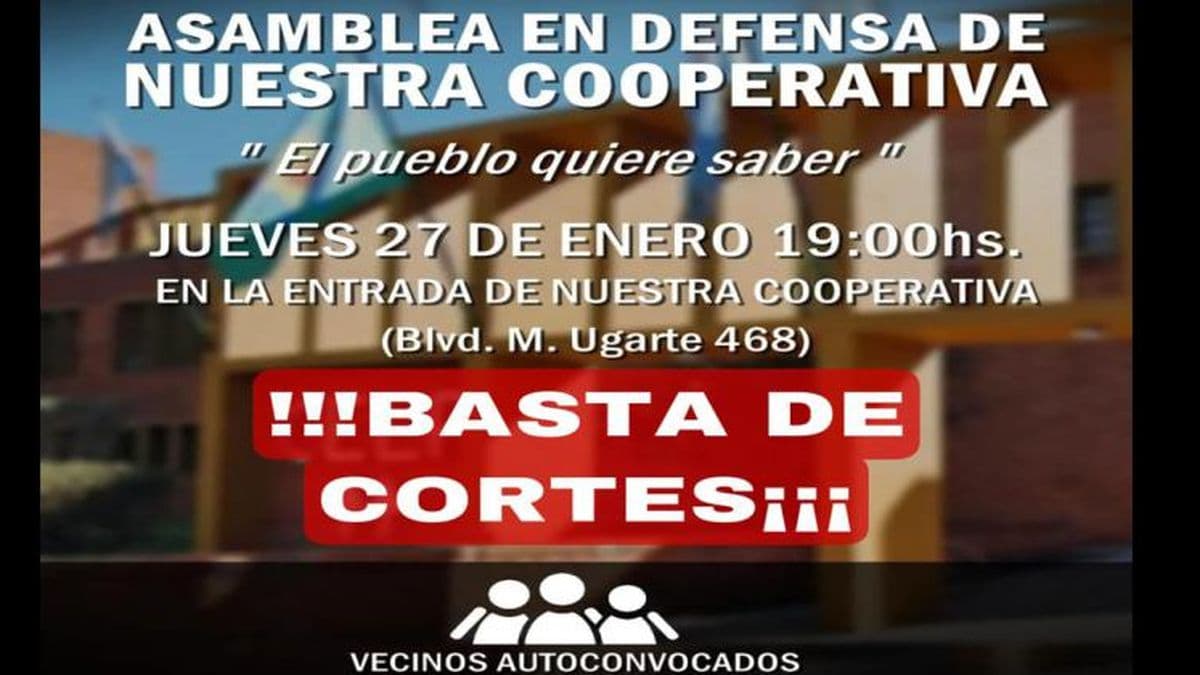 Convocan a una protesta este jueves a las 19:00 en la Cooperativa Eléctrica