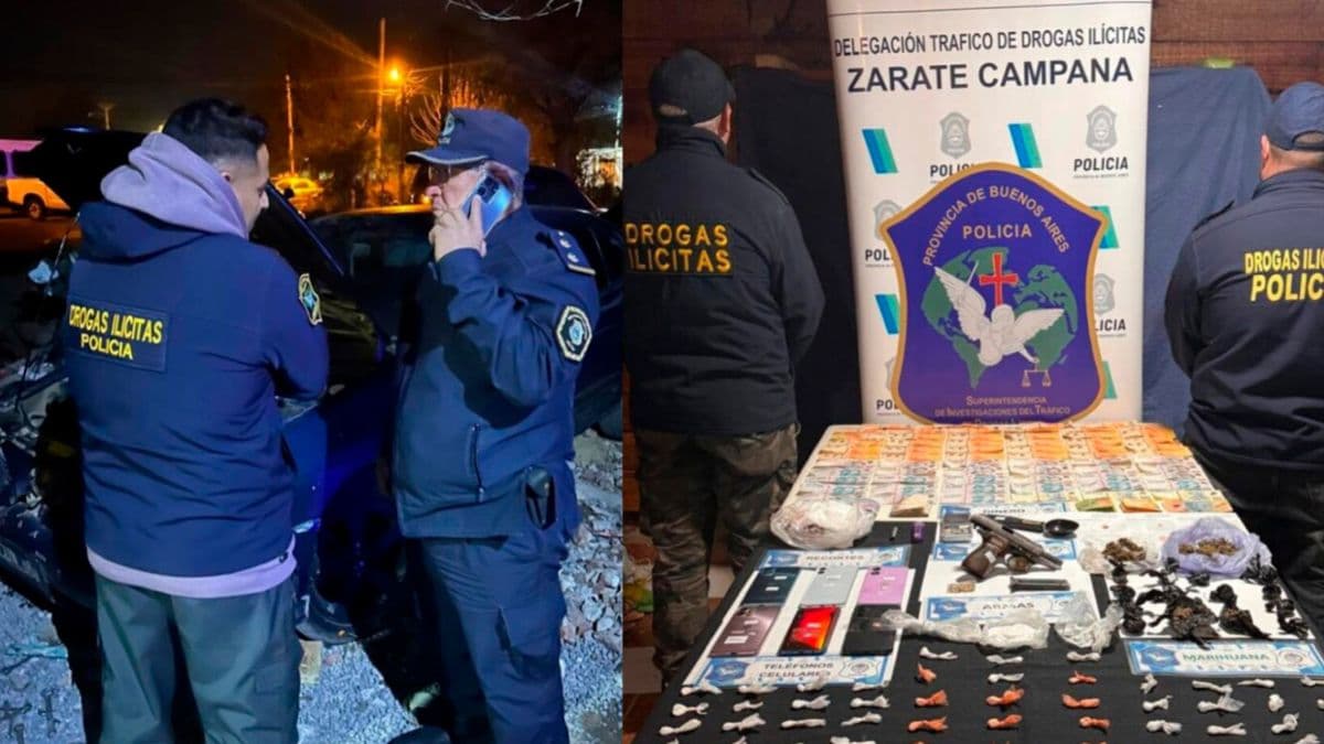 Importante operativo en Zárate: secuestran armas, drogas y detienen a cinco personas