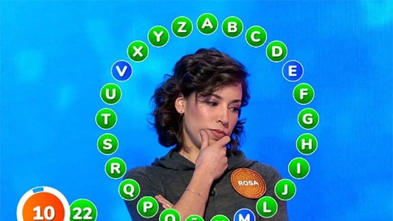 Rosa, pensando su última respuesta en el Pasapalabra. La dijo cuando en el reloj