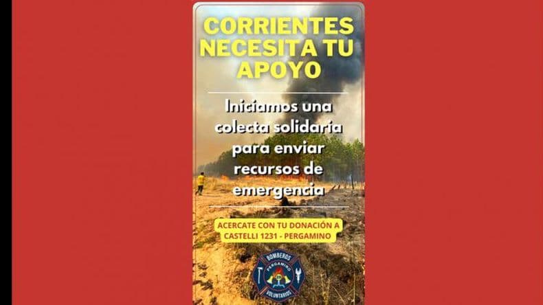Gran colecta de los Bomberos Voluntarios de Pergamino para ayudar a Corrientes