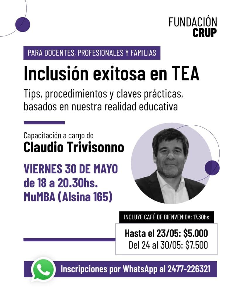 Herramientas para incluir a personas con TEA: llega una charla clave a Pergamino