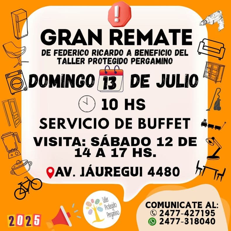 Un remate con alma: el Taller Protegido invita a vivir una jornada solidaria única en Pergamino