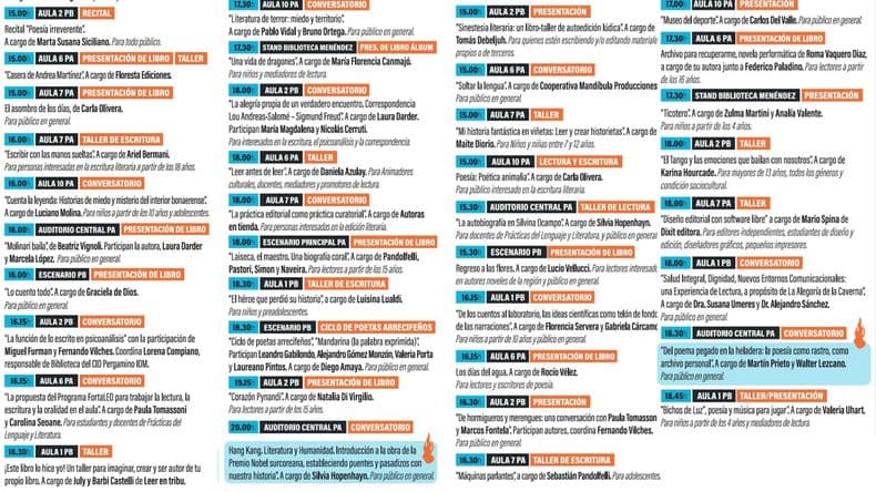 Programa completo de la Feria del Libro Pergamino Felipe 2025.