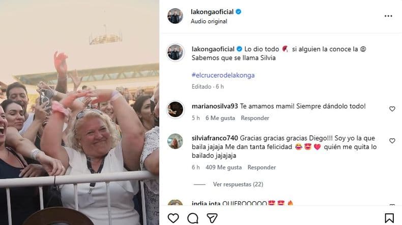 Captura de pantalla del video publicado por La Konga: Silvia Franco baila con en