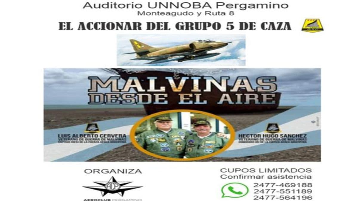 "Malvinas desde el aire", el próximo sábado en el auditorio de la Unnoba
