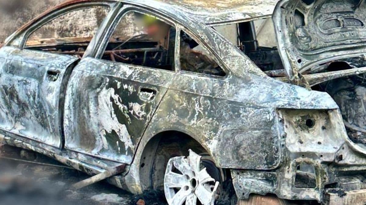 Voraz incendio de un auto en Ruta 8 y Carpani Costa