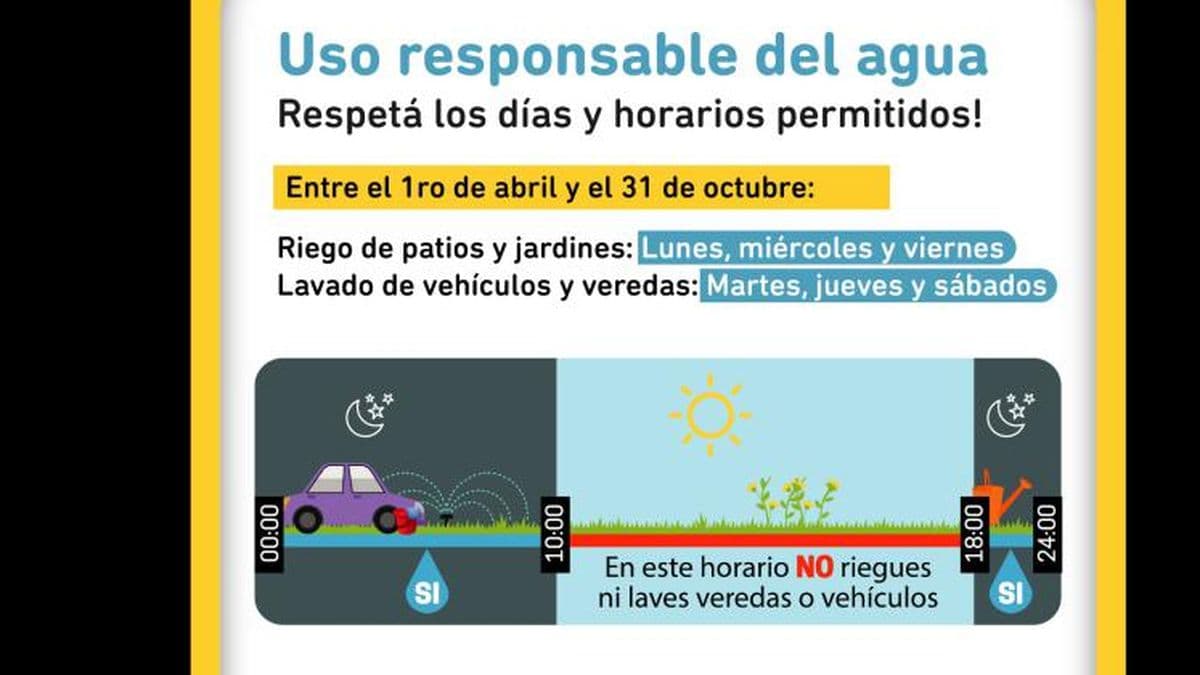 Rigen los nuevos horarios para el uso responsable del agua