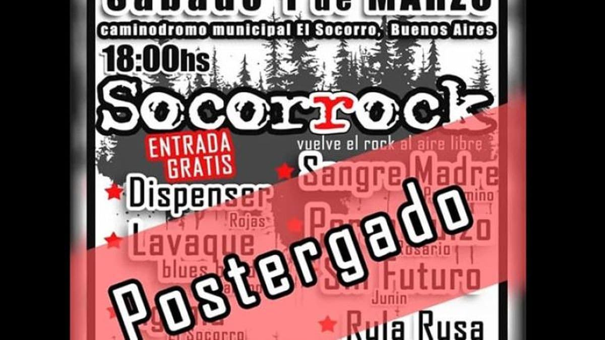 Por cuestiones climáticas se posterga el Festival Socorrock