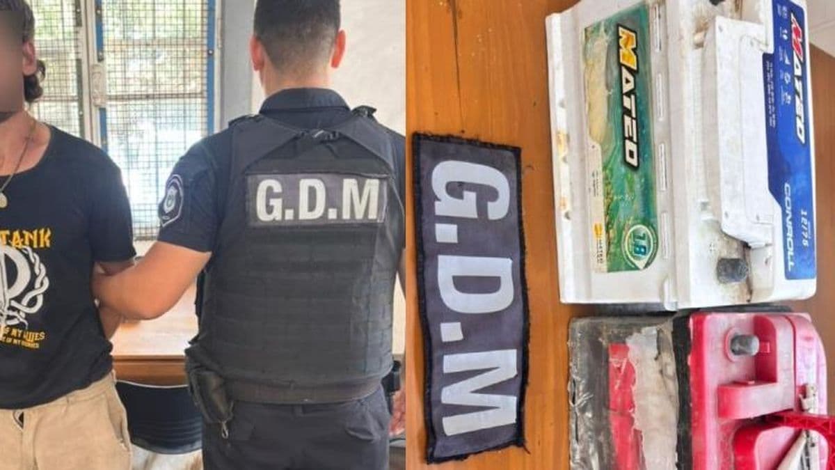 Robó dos baterías de un local y lo agarraron a pocas cuadras