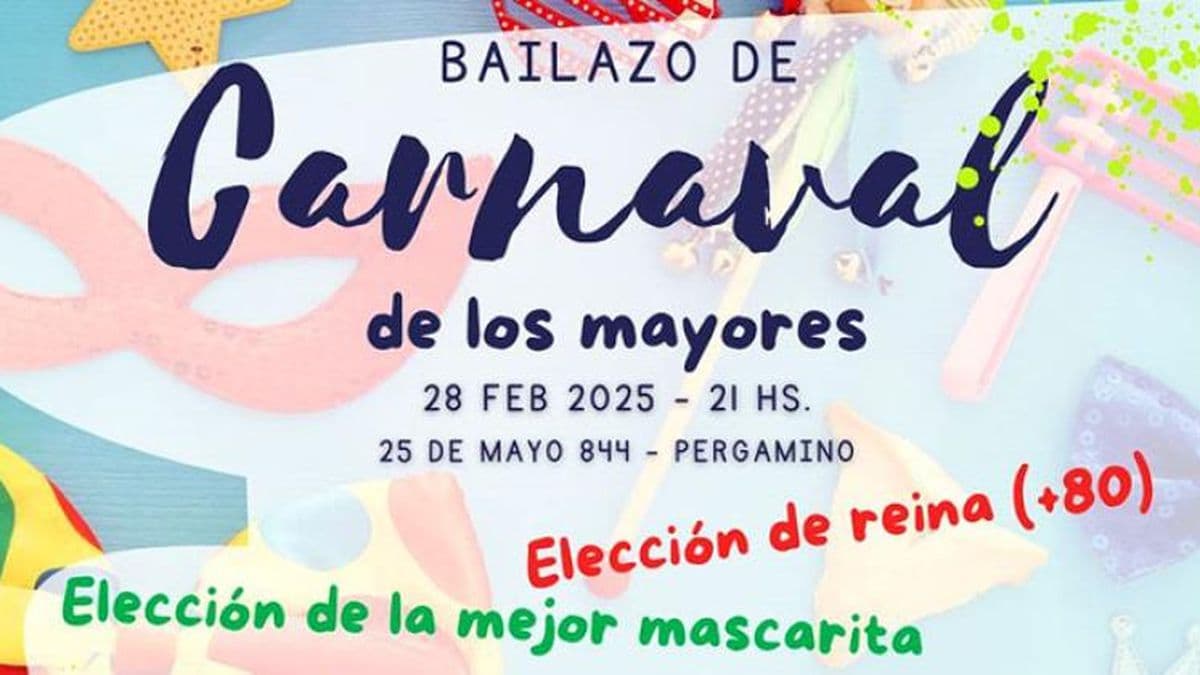 Gran Fiesta de Carnaval para los mayores se realizará en Pergamino