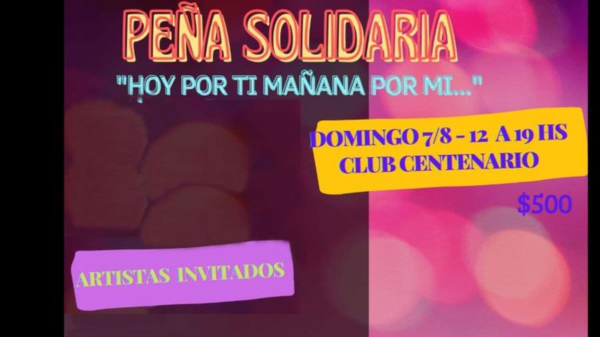 Invitan a la peña solidaria "Hoy por ti, mañana por mí"