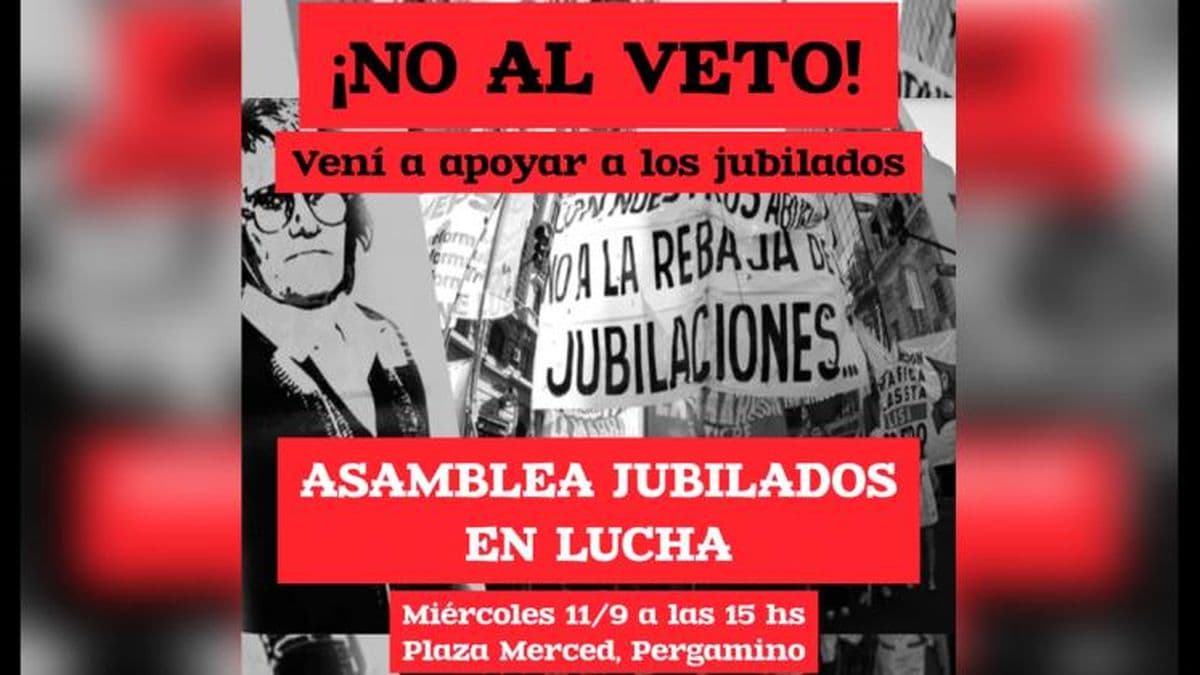 "No al veto": jubilados pergaminenses realizarán una asamblea