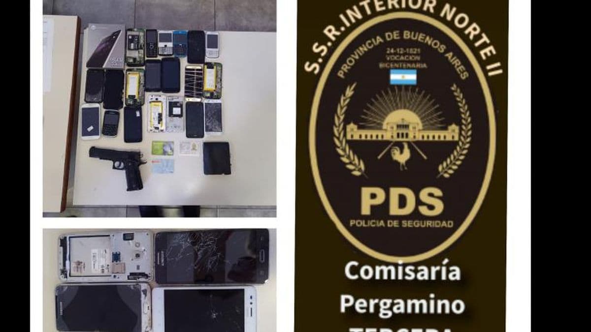 Detuvieron a dos jóvenes y secuestraron 27 celulares y un arma de juguete