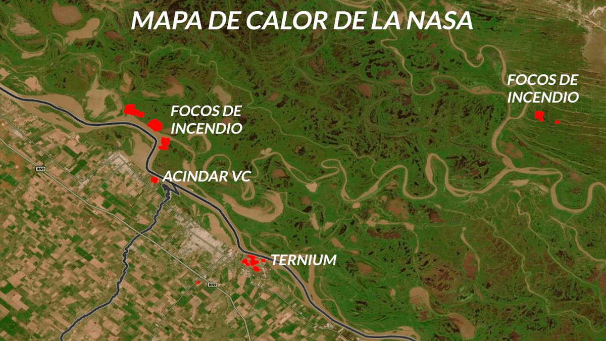 Persisten focos ígneos frente a San Nicolás y Villa Constitución: temor por viviendas isleñas