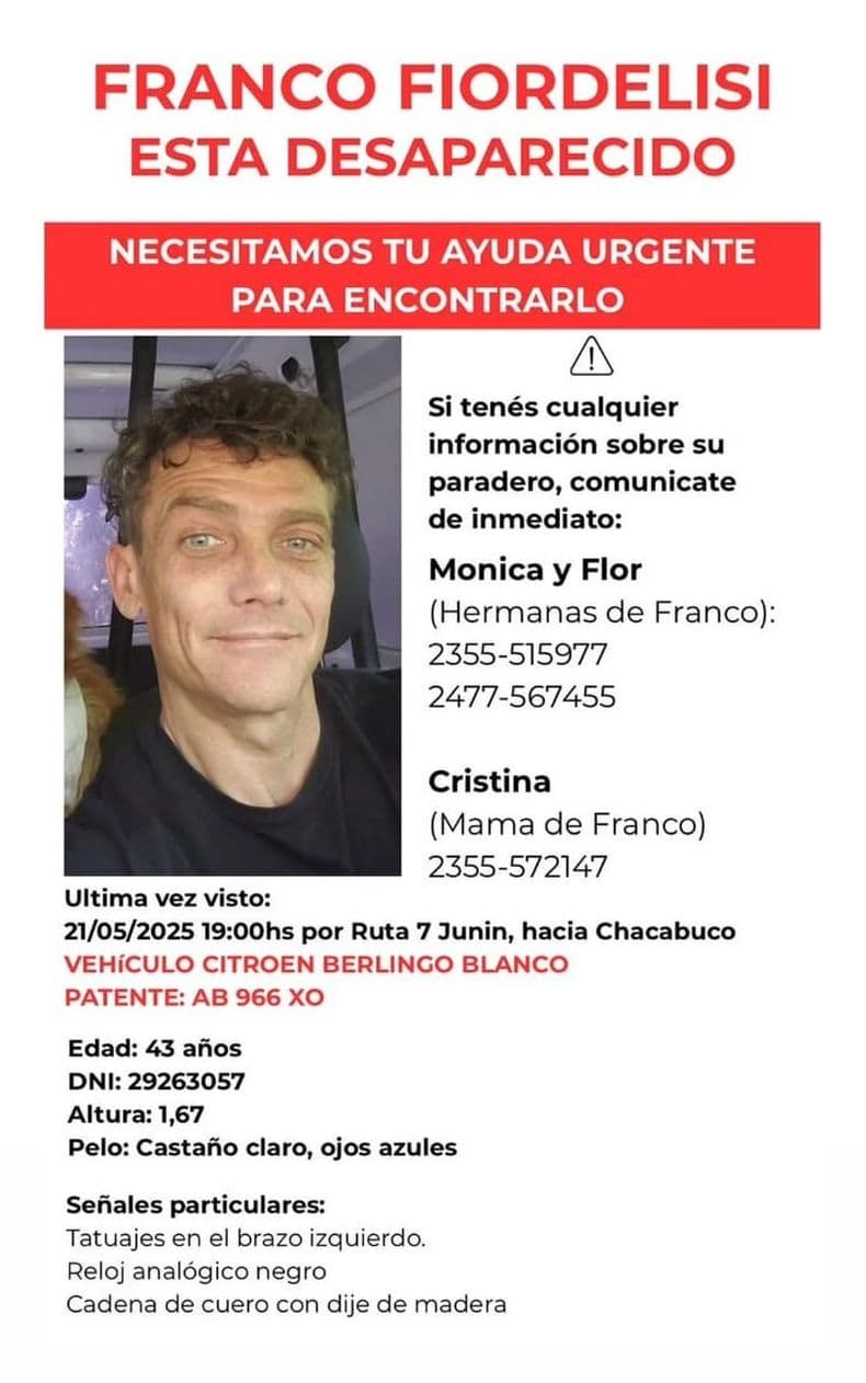 Desaparecido: comparten la imagen de un empleado bancario que se fue de viaje y desconocen su paradero