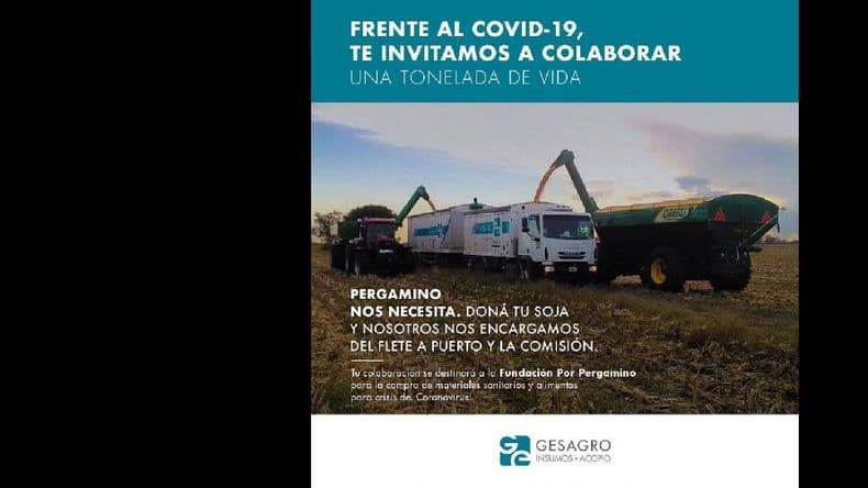 Campo solidario: convocan a productores a donar una tonelada de soja