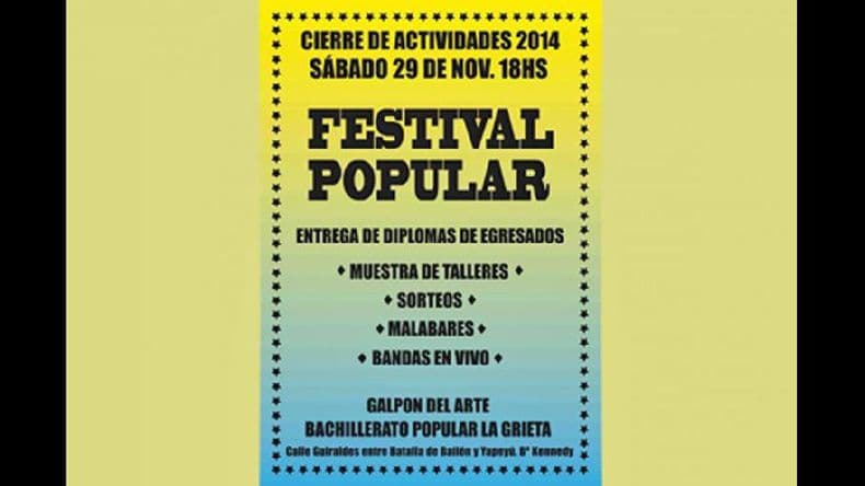 Cierre de actividades en el bachillerato popular “La Grieta”
