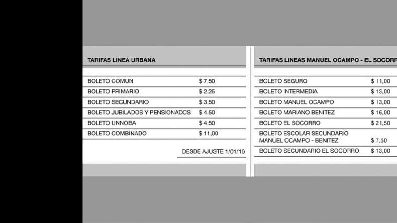 Rige el incremento en tarifas del transporte público de pasajeros