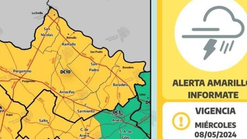 Se viene el agua: alerta meteorológico para Pergamino y la región