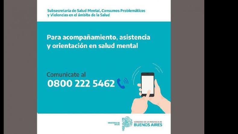 En cinco meses la línea 0800 de salud mental bonaerense atendió casi 7 mil llamados de ayuda