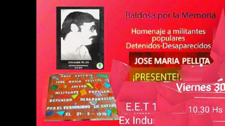 En memoria de José Pellita este viernes colocarán una Baldosa por la Memoria