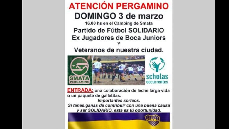 Partido de fútbol solidario entre veteranos locales y exjugadores de Boca