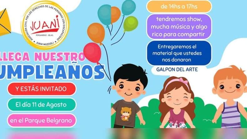 La Asociación "Juani Muzzioli" cumple dos años y lo celebra con un evento en el Parque Belgrano