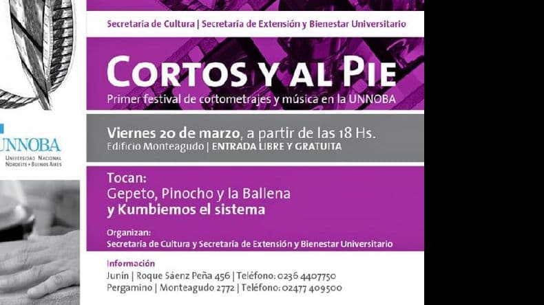 Cortos y al pie: primer festival de cortometrajes y música en la Unnoba