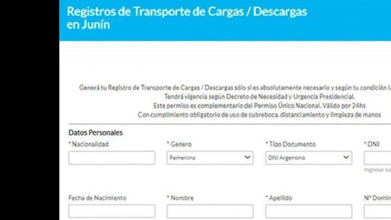Junín: está vigente el Registro para el ingreso de transporte de cargas y descargas