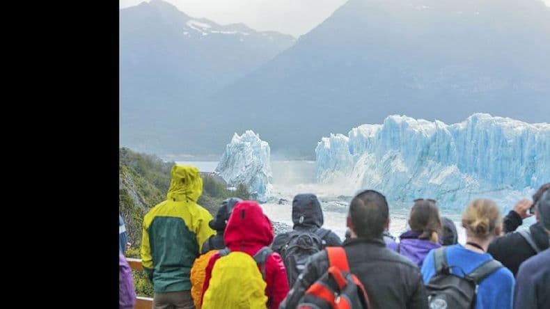 El puente de hielo del glaciar Perito Moreno se rompió ayer a las 10:55