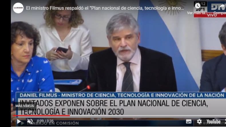 Daniel Filmus expuso ante Diputados sobre el Plan Nacional de Ciencia 2030