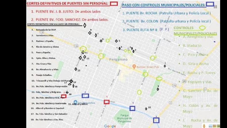 Así son los cortes en la ciudad y en las rutas que atraviesan los pueblos