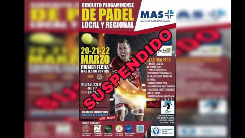 Suspendieron hasta nuevo aviso el circuito pergaminense de pádel