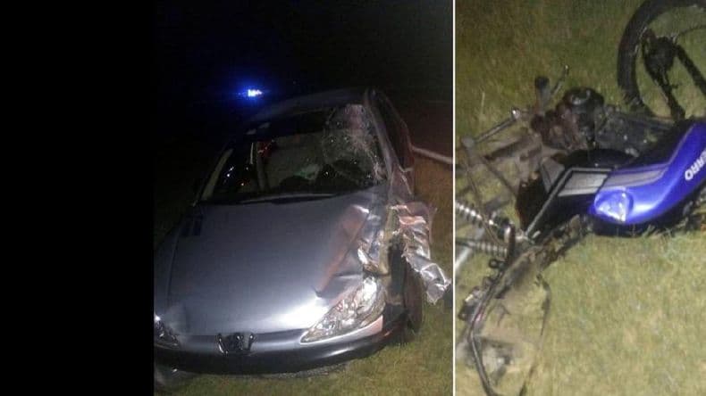 Heridos en un choque frontal entre un auto y una motocicleta