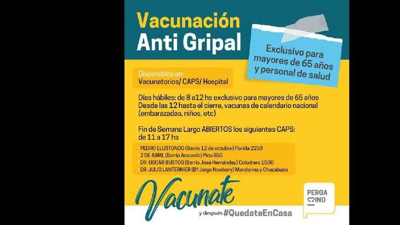 Llegaron las primeras vacunas contra la gripe y convocan a los mayores de 65 años