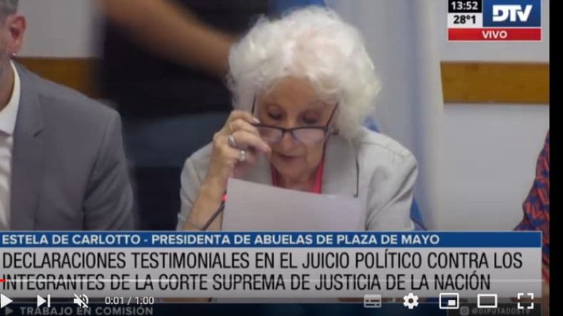 Estela de Carlotto y Germán Garavano expusieron en el pedido de juicio político a la Corte