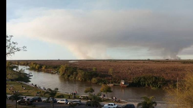 Nuevamente los incendios en las islas generan el humo que cubre Pergamino y la región
