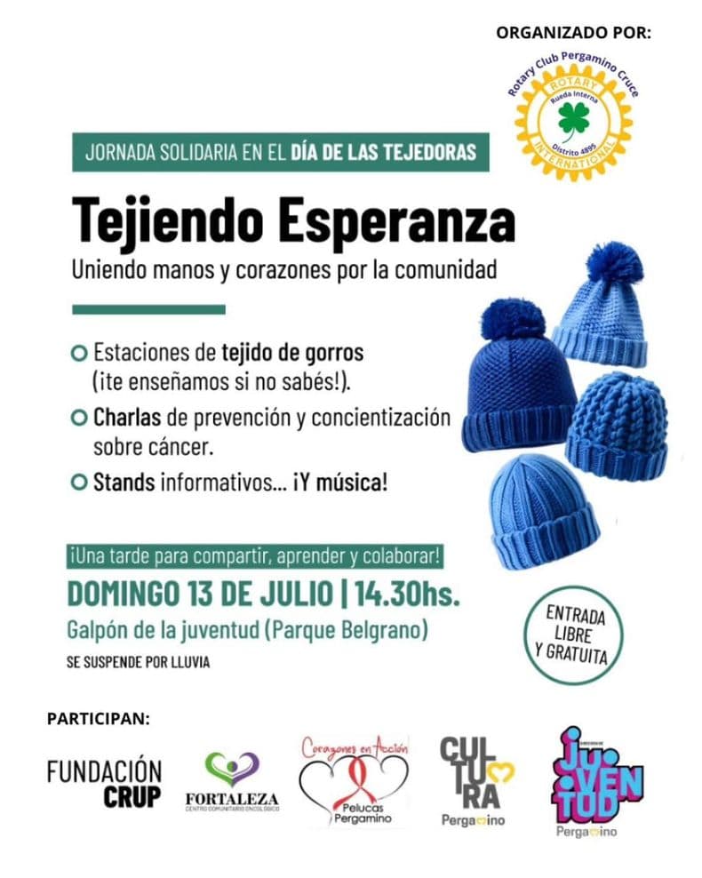 "Tejiendo Esperanza": una jornada solidaria en Pergamino para abrigar a pacientes oncológicos