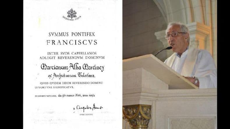 Cuando el Papa Francisco condecoró al padre Marciano Alba