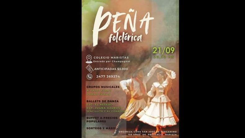 El sábado 21 se realizará la Peña Folklórica Día de la Primavera