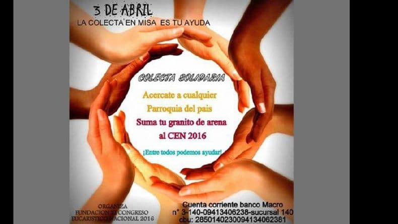Colecta solidaria por el XI Congreso Eucarístico Nacional