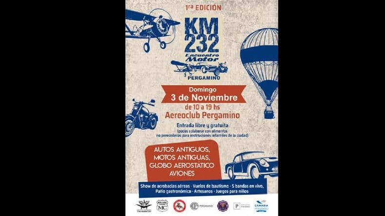 Este domingo se realizará “Kilómetro 232”, un encuentro motor