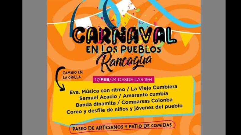 En Rancagua, con bandas en vivo y comparsa, finalizan hoy los festejos de Carnaval