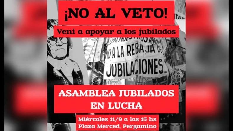 "No al veto": jubilados pergaminenses realizarán una asamblea