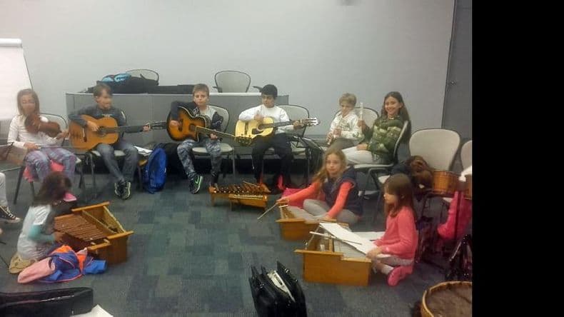 Coro y Orquesta de niños hoy en la sede de Osde