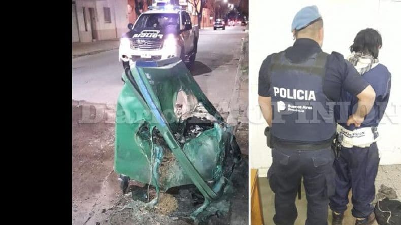 Incendió un contenedor de basura y fue detenido