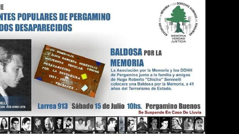 Colocarán una Baldosa en memoria de Roberto Serenelli