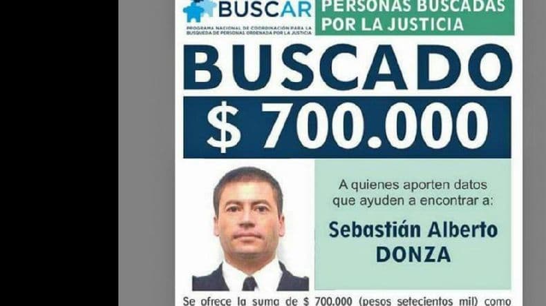 Ofrecen $700.000 de recompensa para dar con el paradero del comisario Donza
