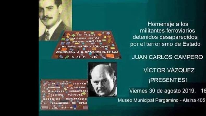 En memoria de Campero y Vázquez colocarán Baldosas por la Memoria