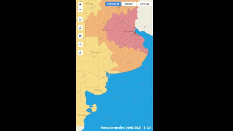 La alerta por tormentas trepó a "roja" para gran parte de la Provincia